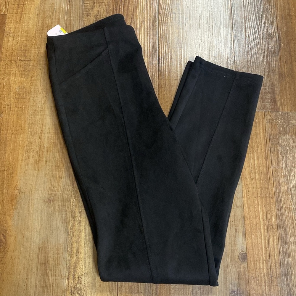Allison Daley black soft suede pull on leggings size S